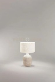 Lampada tribale da tavolo beige paralume in tessuto avana attacco e...