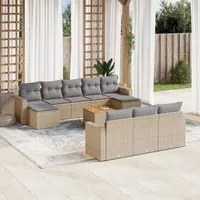 Set Divani da Giardino 11 pz con Cuscini Beige in Polyrattan 3224344