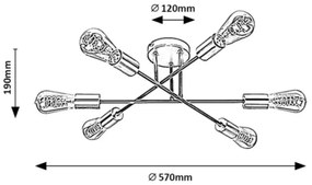 Rabalux 71026 - Plafoniera BRANWEN 6xE27/25W/230V