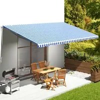 Tessuto di Ricambio per Tenda da Sole Blu e Bianco 6x3,5 m cod mxl 20367