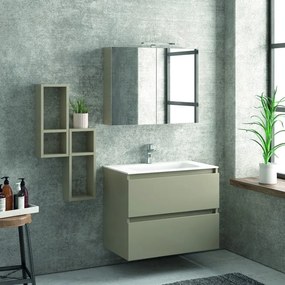 Composizione mobile bagno sospeso 80cm: mobile, 2 pensili e specchio TOD-80A - KAMALU
