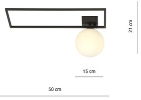 Plafoniera Moderna 1 Luce Imago 1130/1A In Acciaio Nero Vetro Opale