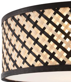 Lampada da soffitto in rattan orientale con struttura nera 30 cm - Tremmo