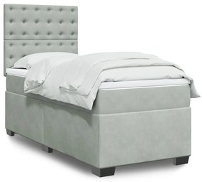 Giroletto A Molle Con Materasso Grigio Chiaro 100x200cm Velluto /