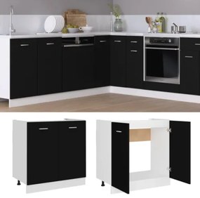 Armadio Inferiore per Lavabo Nero 80x46x81,5 cm in Truciolato