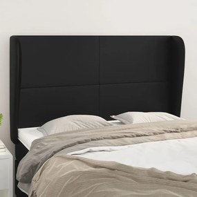 Testiera Ad Orecchio Nera 147 X 23 X 118/128 Cm İn Similpelle /