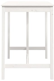 Tavolo da bar bianco 140x80x110 cm in legno massello di pino