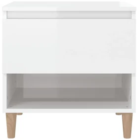 Comodini 2 pz bianco lucido 50x46x50 cm in legno multistrato