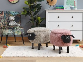 Pouf animaletto in tessuto rosa SHEEP Beliani
