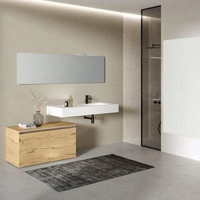 Mobile da bagno sotto lavabo Barrik marrone L 100 x H 53 x P 46 cm 2 ante, lavabo non incluso