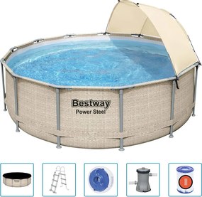 Set Piscina Power Steel con Baldacchino 396x107 cm Bestway