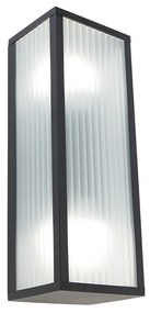 Lampada da parete smart per esterni nera con vetro a coste incl. 2 Wifi A60 - Charlois