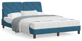 Letto con materasso blu 120x200 cm in velluto