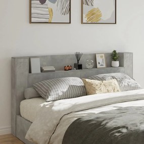 Testiera Con Contenitore A Led Grigio Cemento 200x16,5x103,5 Cm /