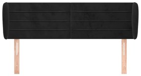 Testiera ad orecchio nera 147x23x78/88 cm in velluto