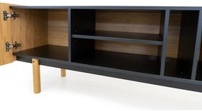 Tavolo TV in rovere nero/naturale 175x60 cm Porto - Woodman