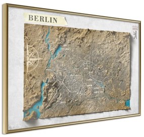 Poster  Raised Relief Map: Berlin  Cornice Quadri Cornice d'oro, Larghezza x Altezza Home decor 90x60