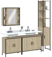 Set Mobili da Bagno 4 pz Rovere Sonoma in Legno Multistrato 3214751