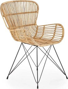 Sedia K335 in legno naturale/rattan
