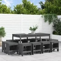 Set da Pranzo per Giardino 13pz Grigio Legno Massello di Pino 3157723