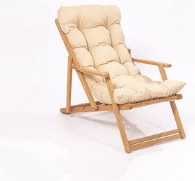 Sdraio da giardino in legno color crema-naturale - Floriane Garden