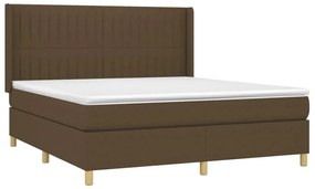 Letto a molle materasso e led marrone scuro 160x200 cm tessuto