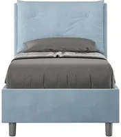 Letto Singolo rivestito in Microfibra - APPIA Dimensione Rete: 80x190, Colore: Azzurro, Tipologia Letto: Con Rete