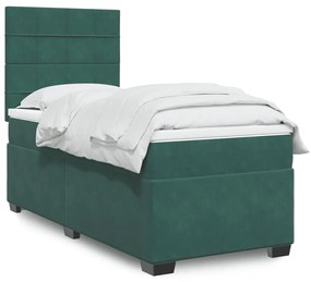 Giroletto A Molle Con Materasso Verde Scuro 90x200 Cm Velluto /