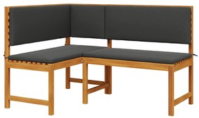 Set da pranzo da giardino 2 pezzi con cuscini in legno massello di acacia