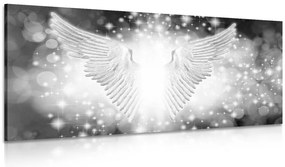 Stampa su tela – Ali in bianco e nero con elementi astratti