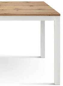 Tavolo RAVENNA in legno finitura rovere rustico e struttura in metallo bianco 110&#215;68 cm