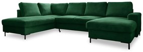 Divano letto in velluto a coste verde scuro (angolo sinistro) Lofty Lilly - Miuform