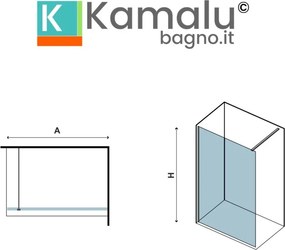 Doccia walk-in 70cm vetro serigrafato altezza 185cm KW1000S - KAMALU