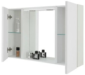Specchio contenitore LED 91x61 cm bianco lucido con pensili laterali Desya