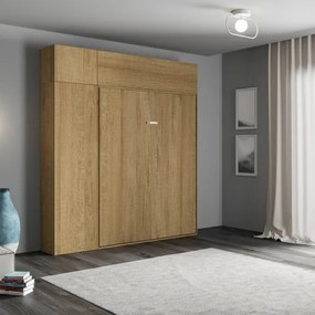 Letto matrimoniale a scomparsa 160 cm con mobili Quercia KENTARO