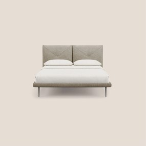 Jolie letto a doppio pannello con piedi alti in metallo in tessuto smacchiabile T18 beige