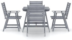 Set Pranzo da Giardino 5 pz in Legno Massello di Acacia Grigio