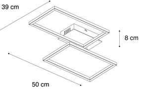 Plafoniera quadrata nera dimmerabile a 3 step - Plazas Novo