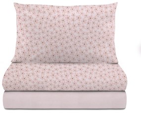 Completo letto singolo fiori rosa in flanella
