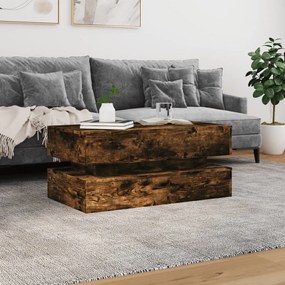 Tavolino da soggiorno con luci led rovere fumo 90x50x40 cm