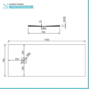 Piatto doccia resina 70x170 antracite pietra filo pavimento slim  Loren
