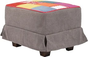 Pouf imbottito 57x41 h sfoderabile tessuto patchwork Tortora