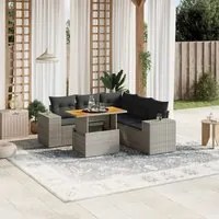 Set Divano da Giardino 6 pz con Cuscini Grigio in Polyrattan 3272635