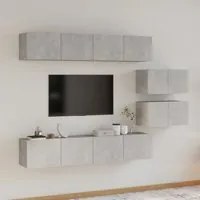 Set di Mobili Porta TV 6 pz Grigio Cemento in Legno Multistrato cod mxl 20237