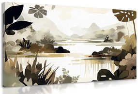 Quadro su tela – Lago nella giungla