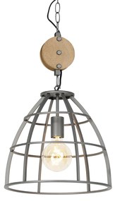 Lampada a sospensione intelligente grigio scuro con legno 34 cm incl. Wi-Fi G95 - Arthur