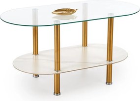 Tavolino Ducat in vetro e effetto marmo bianco – 100x50x51 cm