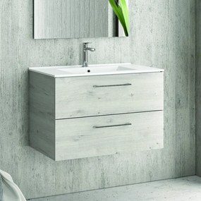 Mobile bagno 75 cm lavabo incasso e due cassetti NEL-75 - KAMALU