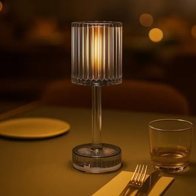 Lampada da tavolo LED ricaricabile a sfioramento SIMPLE, LED 1W 5V, 3000-6000K, batteria 2400 mAh, colore fumé