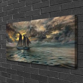 Foto quadro su tela Paesaggio della barca del mare 100x50 cm